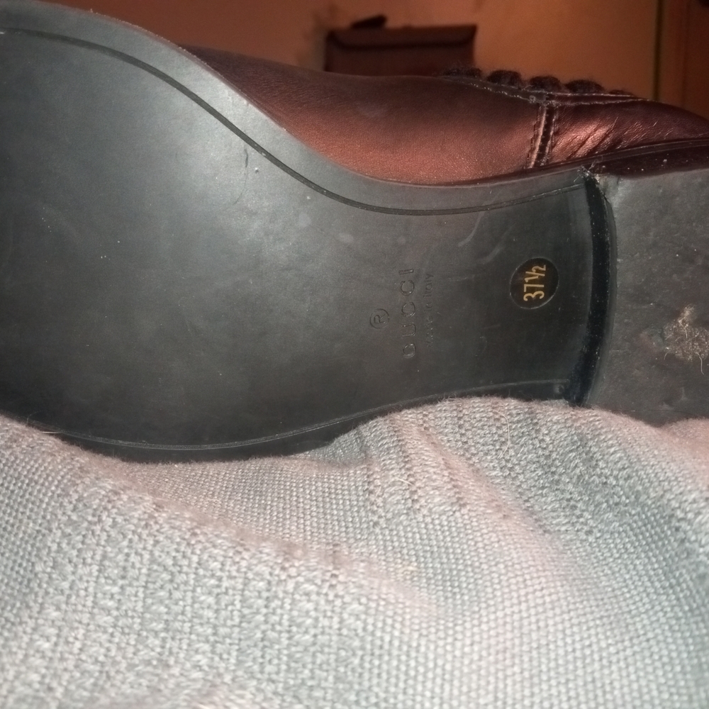 Gucci Black Leather And Knit Pull On Women's Riding/ Moto Boots. Sz 37.5 7.5US. - Picture 5 of 9